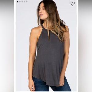 Charcoal Rounded Halter Neck Maternity Top-NWT